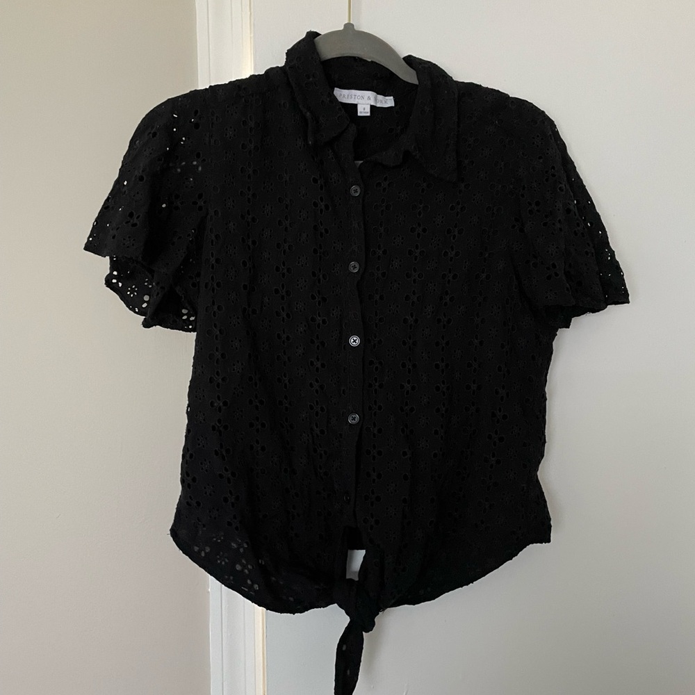 Preston & York Black Eyelet Button-Down Shirt